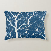 ヴィンテージ冬の空の白い鳥雪 アクセントクッション (正面)