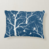 ヴィンテージ冬の空の白い鳥雪 アクセントクッション (裏面)