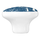 ヴィンテージ冬の空の白い鳥雪 セラミックノブ (側面)