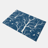 ヴィンテージ冬の空の白い鳥雪 ドアマット (アングル)