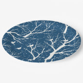 ヴィンテージ冬の空の白い鳥雪 ペーパープレート (アングル)