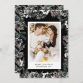 ヴィンテージ冬の緑のメリークリスマスフォトカード シーズンカード (正面/裏面)