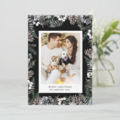 ヴィンテージ冬の緑のメリークリスマスフォトカード シーズンカード (スタンド正面)