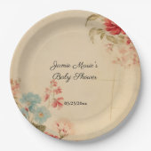 ヴィンテージ冬の花のベイビーシャワー ペーパープレート (正面)