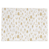 ヴィンテージ冬の金ゴールドパターンホワイトラージ抱き枕 ラージペーパーバッグ (裏面)