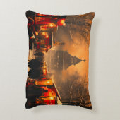 ヴィンテージ冬の雪のクリスマスマーケット アクセントクッション (裏面(縦))