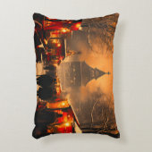 ヴィンテージ冬の雪のクリスマスマーケット アクセントクッション (正面(垂直))