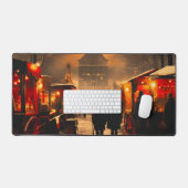 ヴィンテージ冬の雪のクリスマスマーケット デスクマット (キーボード&マウス)