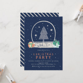 ヴィンテージ冬の雪の夜クリスマスパーティー 招待状