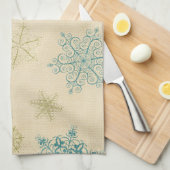ヴィンテージ冬の雪片かわいい素朴な雪片 キッチンタオル (四つ折り)