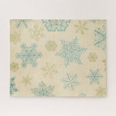 ヴィンテージ冬の雪片かわいい素朴な雪片 ジグソーパズル (横)