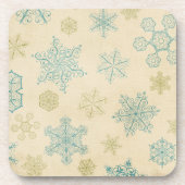 ヴィンテージ冬の雪片かわいい素朴 コースター (正面)