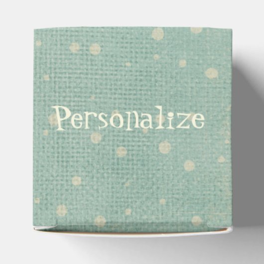 ヴィンテージ冬の雪片ストライプのティール（緑がかった色）クリーム金ゴールド フェイバーボックス (上部)