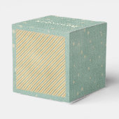 ヴィンテージ冬の雪片ストライプのティール(緑がかった色)クリーム金ゴールド フェイバーボックス (裏面サイド)