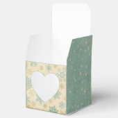 ヴィンテージ冬の雪片ストライプのティール(緑がかった色)クリーム金ゴールド フェイバーボックス (オープン)