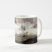 ヴィンテージ冬の風車の雪景色 コーヒーマグカップ (正面右)