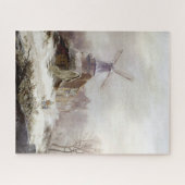 ヴィンテージ冬の風車の雪景色 ジグソーパズル (横)