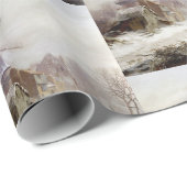 ヴィンテージ冬の風車の雪景色 ラッピングペーパー (ロールコーナー)