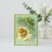 ヴィンテージ冬の鳥のクリスマスポストカード シーズンポストカード (スタンド正面)