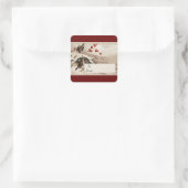 ヴィンテージ冬の鳥の四角スティッカー スクエアシール (バッグ)