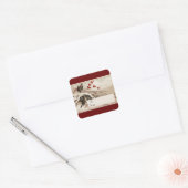 ヴィンテージ冬の鳥の四角スティッカー スクエアシール (封筒)