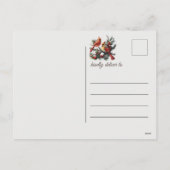 ヴィンテージ冬の(鳥)ショウジョウコウカンチョウ鳥雪のクリスマス シーズンポストカード (裏面)