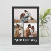 ヴィンテージ冬オレンジ3フォトコラージュクリスマス シーズンカード (スタンド正面)