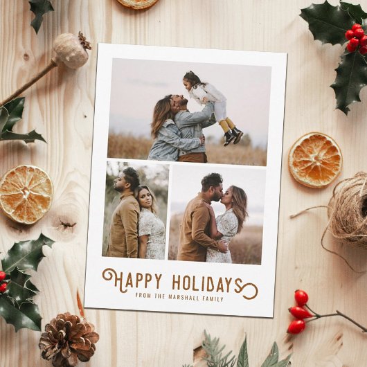 ヴィンテージ冬オレンジ3フォトコラージュ シーズンカード