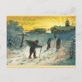 ヴィンテージ冬キリスト教教会クリスマス ポストカード (正面)