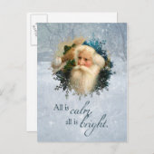 ヴィンテージ冬サンタのクリスマスポストカード シーズンポストカード (正面/裏面)