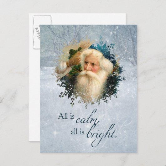 ヴィンテージ冬サンタのクリスマスポストカード シーズンポストカード (正面/裏面)