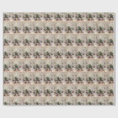 ヴィンテージ冬シーンクリスマスラッピング紙 ラッピングペーパー (フラット)