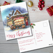 ヴィンテージ冬シーンメリークリスマスタイポグラフィ ポストカード