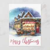 ヴィンテージ冬シーンメリークリスマスタイポグラフィ ポストカード (正面)