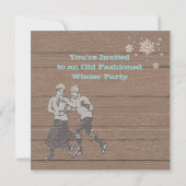 ヴィンテージ冬スケートで滑るパーティの招待状 招待状 (裏面)