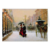 ヴィンテージ冬パリのシーンクリスマスカード (正面横)