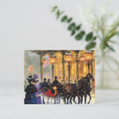 ヴィンテージ冬パリジャンシーンクリスマス シーズンポストカード (スタンド正面)