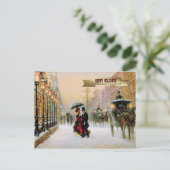 ヴィンテージ冬パリジャンシーンクリスマス シーズンポストカード (スタンド正面)