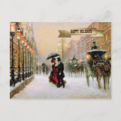 ヴィンテージ冬パリジャンシーンクリスマス シーズンポストカード (正面)