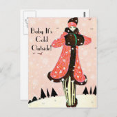 ヴィンテージ冬ファッション ポストカード (正面/裏面)