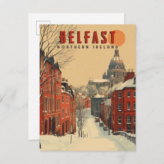 ヴィンテージ冬ベルファスト旅行 ポストカード (正面/裏面)