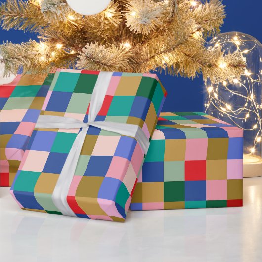 ヴィンテージ冬休カラフルみ幾何学模様 ラッピングペーパー (クリスマス)