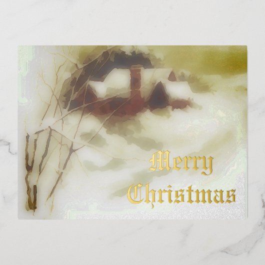 ヴィンテージ冬場 箔シーズンポストカード (正面)