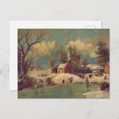 ヴィンテージ冬葉書 ポストカード (正面/裏面)