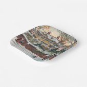 ヴィンテージ冬通りメリークリスマス ペーパープレート (傾斜あり)