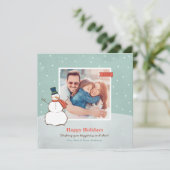 ヴィンテージ冬雪だるまハッピーホリデーズフォト シーズンカード (スタンド正面)