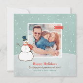 ヴィンテージ冬雪だるまハッピーホリデーズフォト シーズンカード (正面)