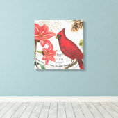 ヴィンテージ冬（鳥）ショウジョウコウカンチョウ キャンバスプリント (インサイチュ (ウッドフロア))