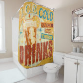 ヴィンテージ冷たい飲み物のメタルサイン。ヴィンテージ、ソーダ、 シャワーカーテン (インサイチュ)