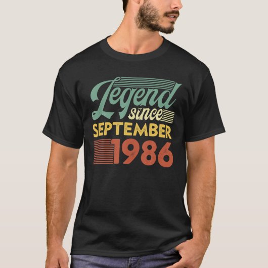 ヴィンテージ凡例1986年9月以降の誕生日 Tシャツ (正面)